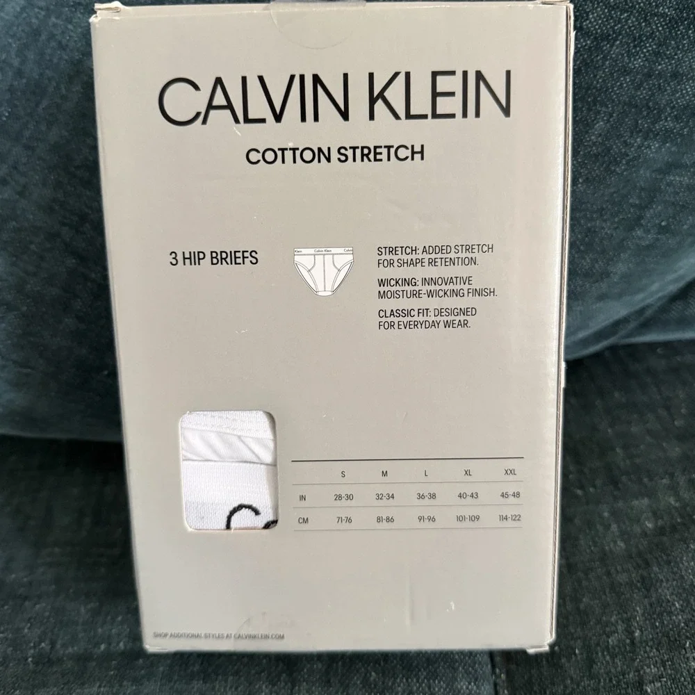 Calvin Klein 3 Pack Classic Fit 100% Cotton Underwear Briefs White stretch - Picture 3 of 6